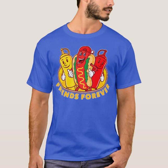 Friends Forever Hot Dog Ketchup Mustard Funny T-Shirt (Front)