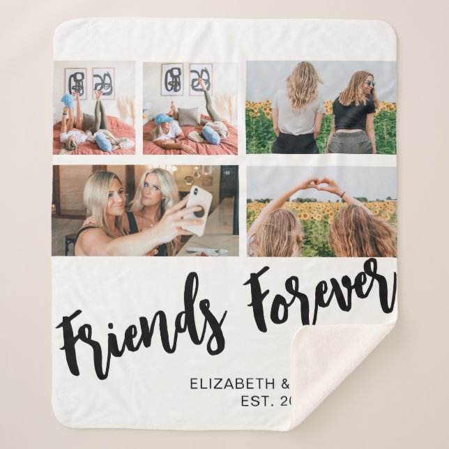 Friends Forever Photo Collage Gift for BFF Custom Sherpa Blanket (Front)