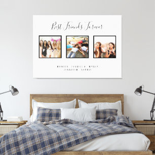 Friends forever photo names white chic canvas print