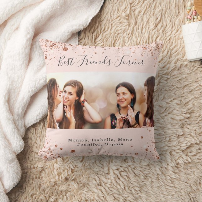 Friends forever rose gold blush photo cushion (Blanket)