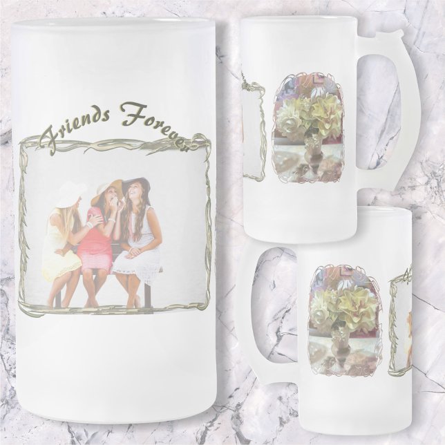 Friends Forever Spring Flowers PCM1 Frosted Glass Beer Mug (Creator Uploaded)