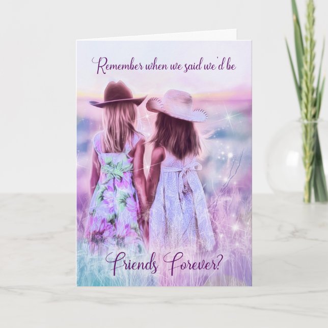 Friends Forever Two Little Cowgirls in Lavender Card (Front)