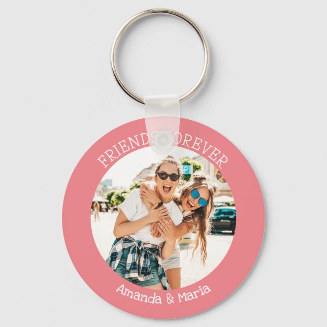Friends forever | upload photo and names pink key ring (Front)