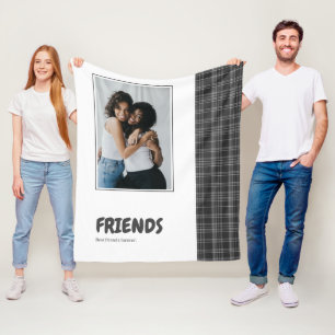Friends Fun Personalised Grey Tartan Fleece Blanket