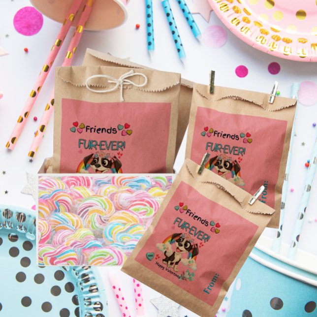 Friends Fur-Ever Cute Puppy Classroom  Favour Bags (Cute puppy illustration to make any kid happy.)