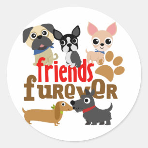Friends Furever Dogs Puppies Classic Round Sticker