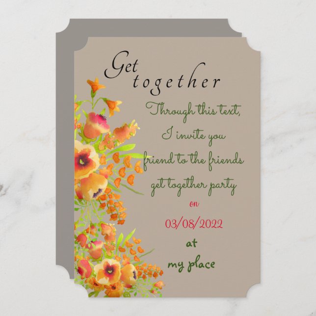 Friends get together  invitation (Front/Back)