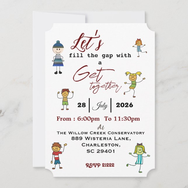 Friends getting together  invitation (Front)