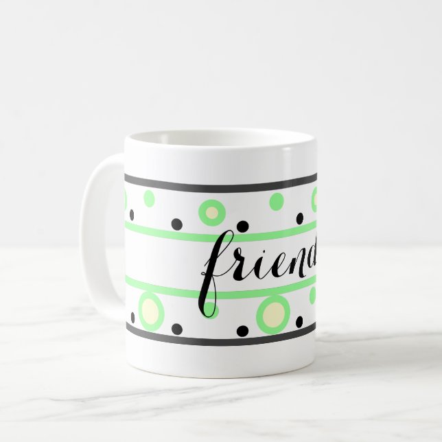 Friends Green Cream Polka Dots Coffee Mug (Front Left)