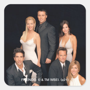 FRIENDS™   Group in Black and White Formal Wear Square Sticker