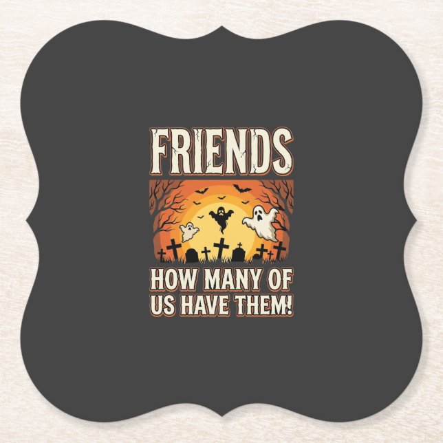 Friends Halloween Ghost Graveyard Design_1 Paper Coaster (Front)