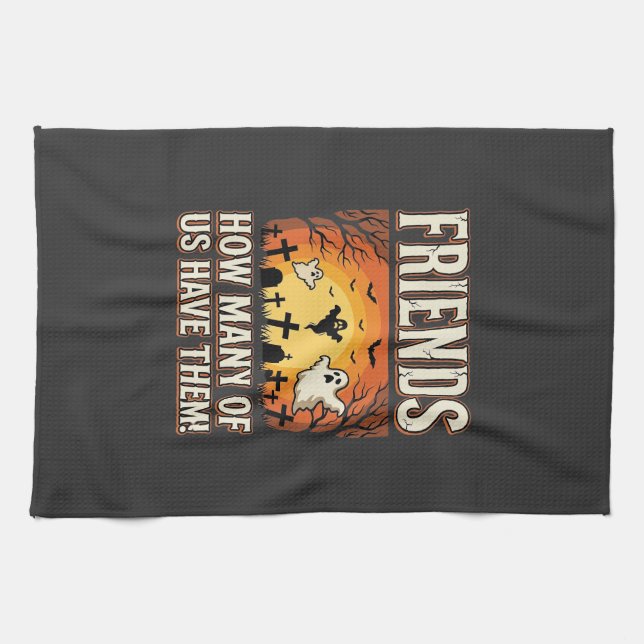 Friends Halloween Ghost Graveyard Design_1 Tea Towel (Horizontal)