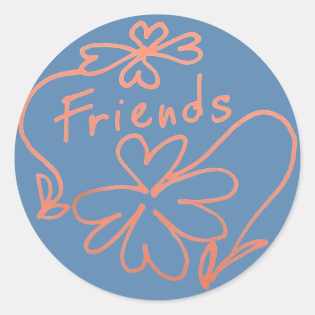 Friends (Hand-drawn Design) Classic Round Sticker (Front)