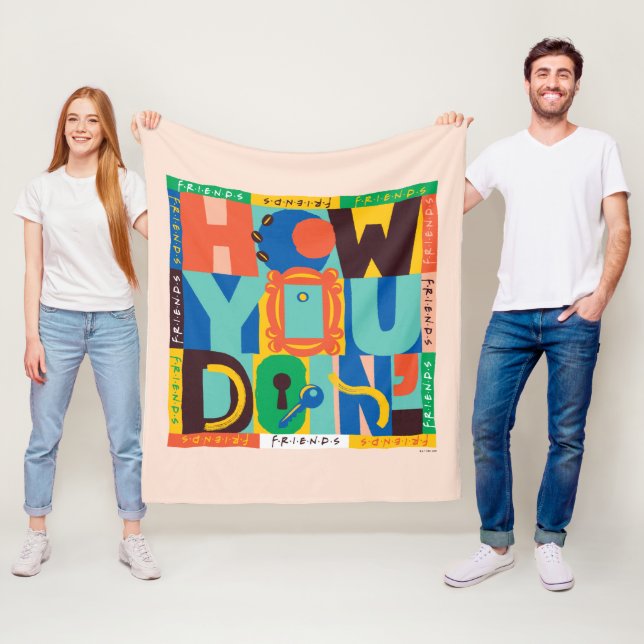 FRIENDS™ | How You Doin' - Vibrant Graphic Fleece Blanket (In Situ)