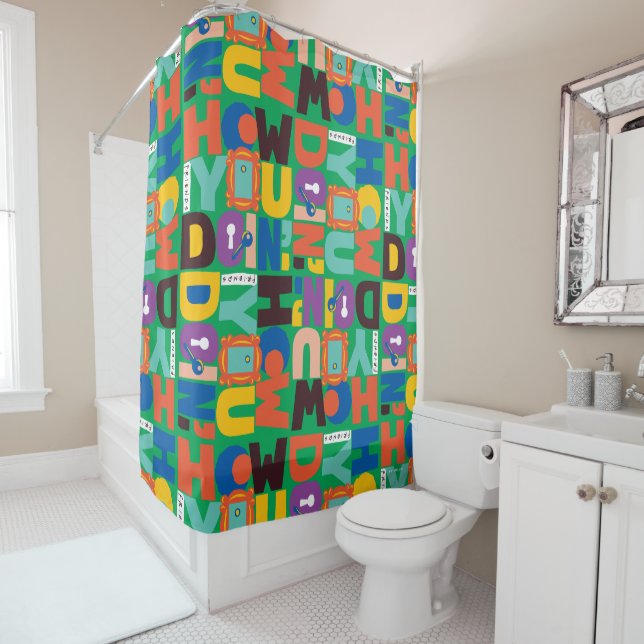 FRIENDS™ | How You Doin' Vibrant Pattern Shower Curtain (In Situ)
