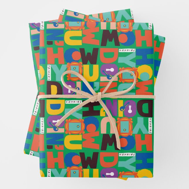 FRIENDS™ | How You Doin' Vibrant Pattern Wrapping Paper Sheet (In situ)
