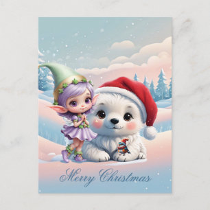 Friends in a fantasy world. holiday postcard