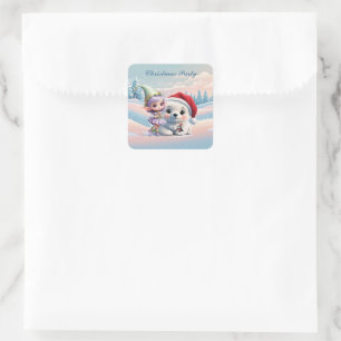 Friends in a fantasy world. square sticker