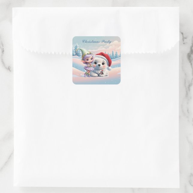 Friends in a fantasy world.  square sticker (Bag)