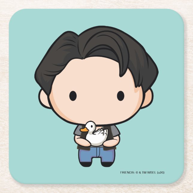 FRIENDS™ | Joey Chibi Square Paper Coaster (Front)
