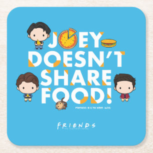 FRIENDS™   Joey Doesn't Share Food Chibi Square Paper Coaster
