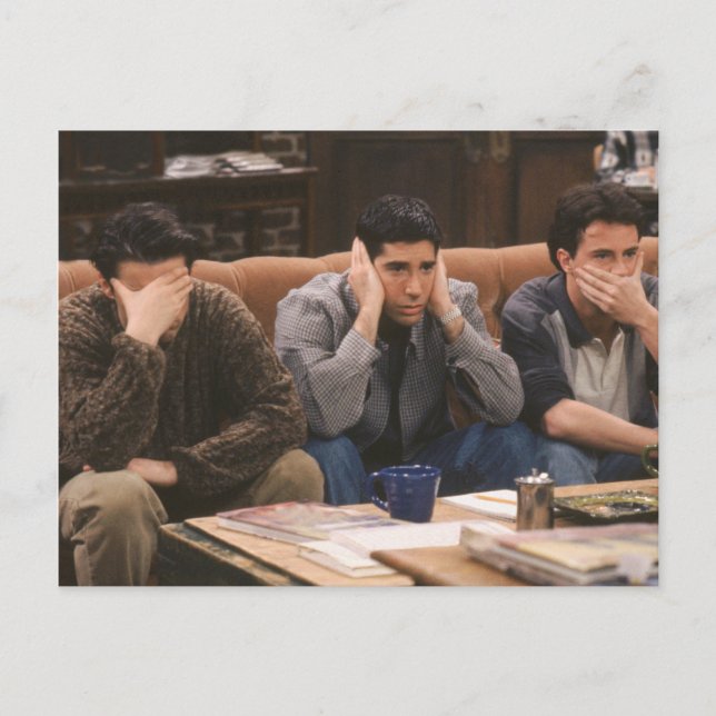 FRIENDS™ | Joey, Ross, and Chandler on the Couch Invitation Postcard (Front)