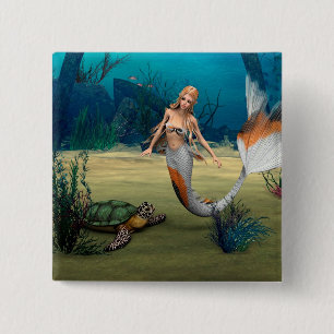 Friends Mermaid und Turtle 15 Cm Square Badge