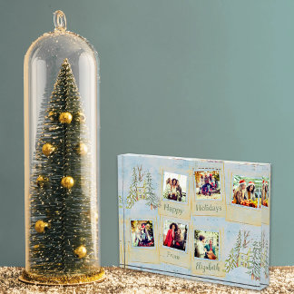 Friends Multi Photo Blue Christmas Collage Block