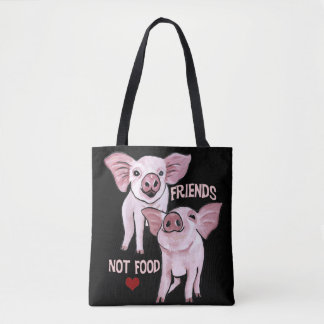 Friends not Food Cute Pigs Tote Bag