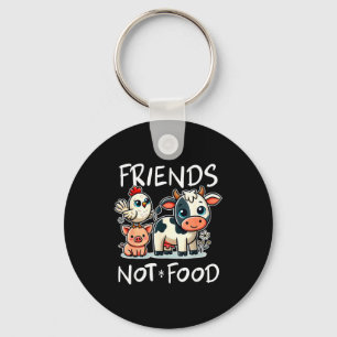 Friends Not Food Funny Vegan Vegetarian Cute Anima Key Ring