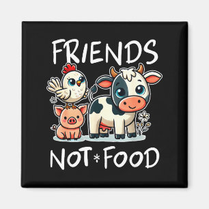 Friends Not Food Funny Vegan Vegetarian Cute Anima Magnet