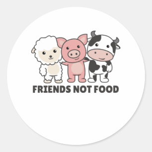 Friends Not Food Vegan Sheep Pig Cow Classic Round Sticker