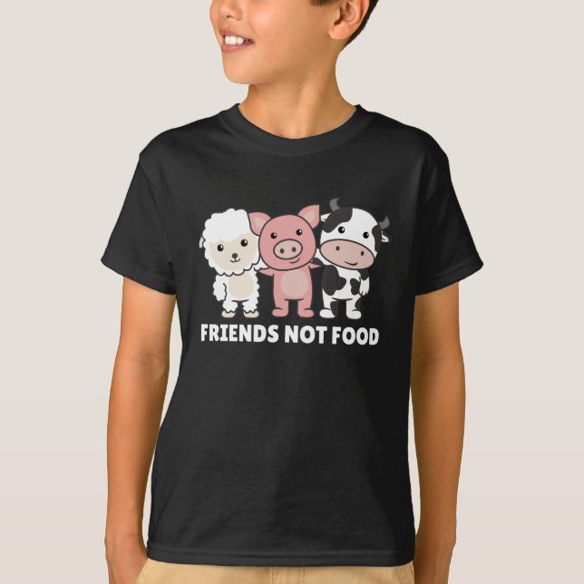 Friends Not Food Vegan Sheep Pig Cow T-Shirt (Front)
