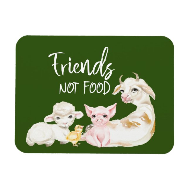 Friends Not Food Vegan Vegetarian Diet Magnet (Horizontal)