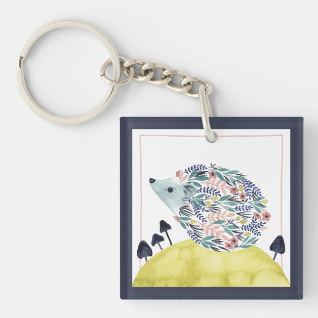 Friends of Clementine | Folk Art Hedge Hog Key Ring (Front)
