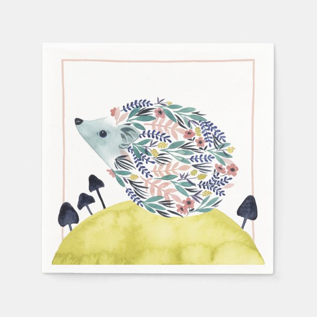 Friends of Clementine | Folk Art Hedge Hog Napkin (Front)