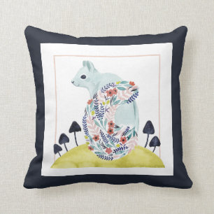 Friends of Clementine   Folk Art Squirrel Cushion