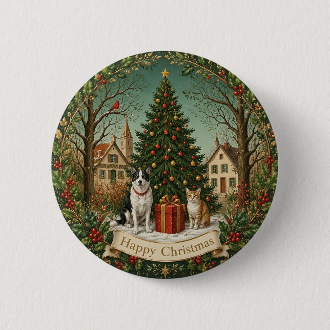 Friends of the Festive Square 6 Cm Round Badge (Front)