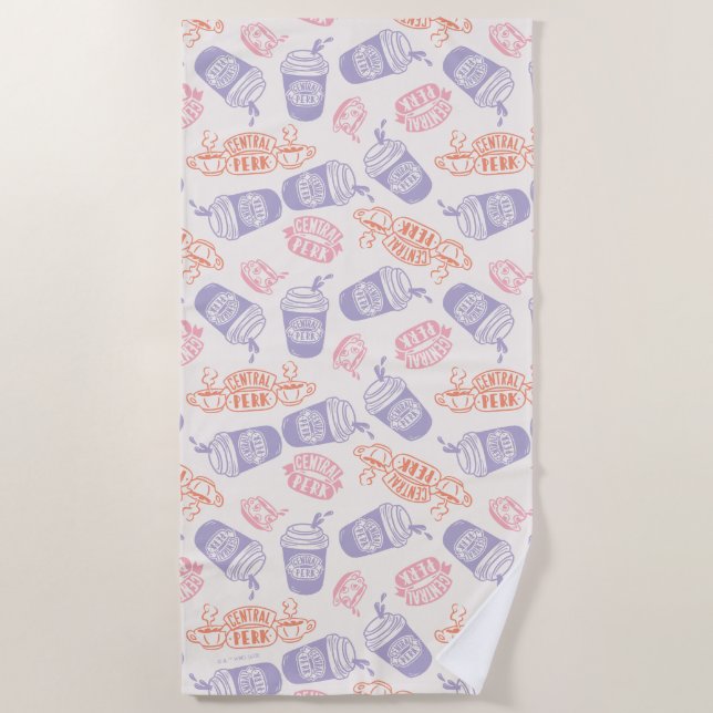 FRIENDS™ | Pastel Central Perk Pattern Beach Towel (Front)