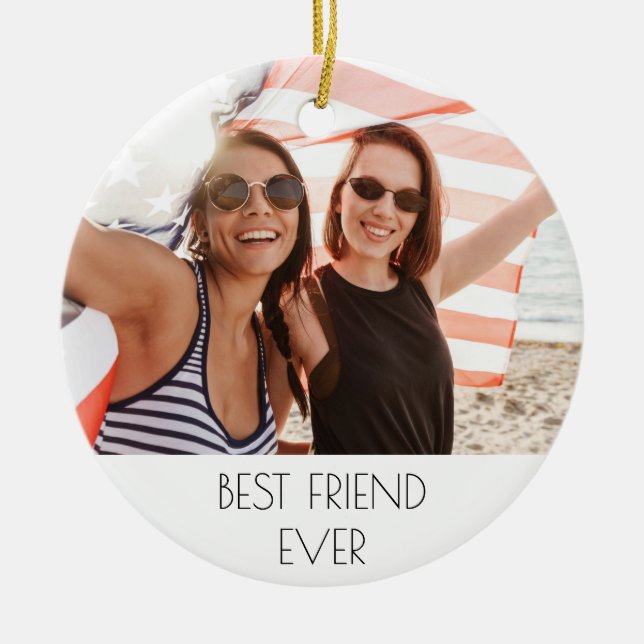 Friends photo ceramic tree decoration (Front)