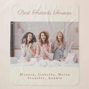Friends photo off-white cream names sherpa blanket