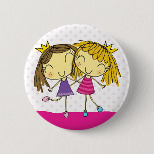 Friends pink princess 6 cm round badge