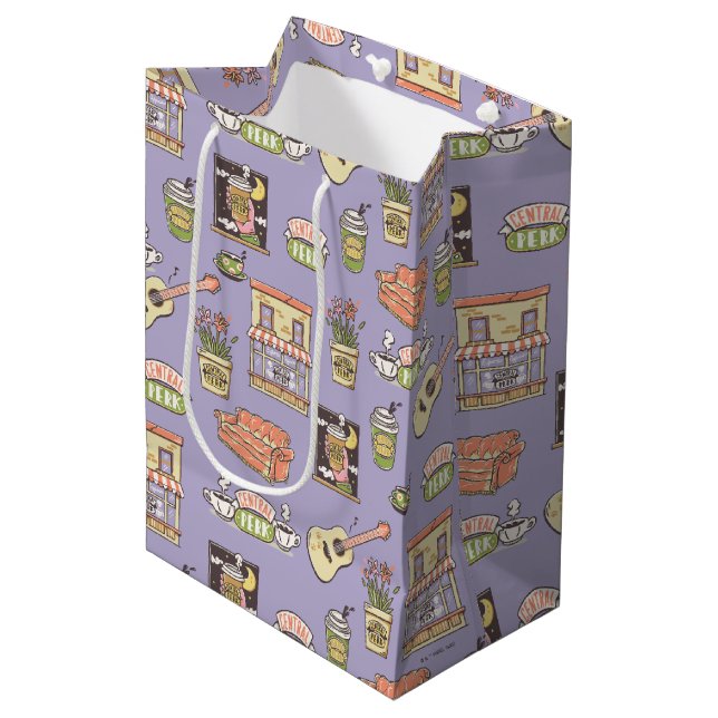 FRIENDS™ | Purple Icon Pattern Medium Gift Bag (Front Angled)