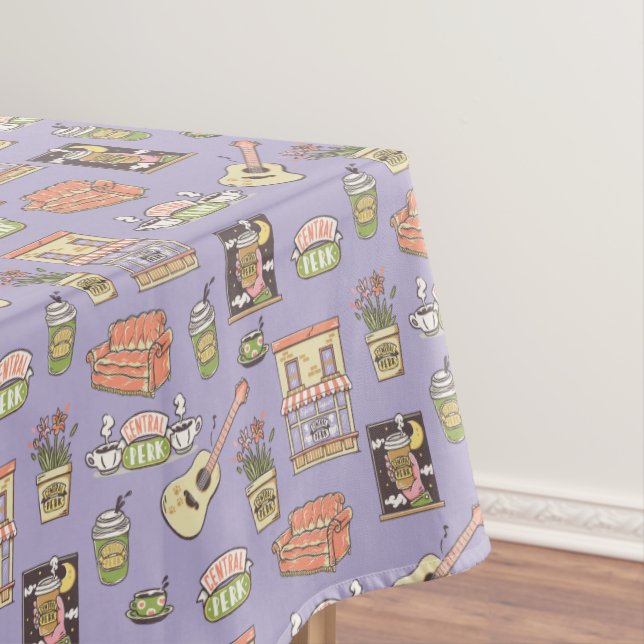 FRIENDS™ | Purple Icon Pattern Tablecloth (In Situ)