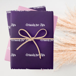 Friends purple pink script wrapping paper sheet