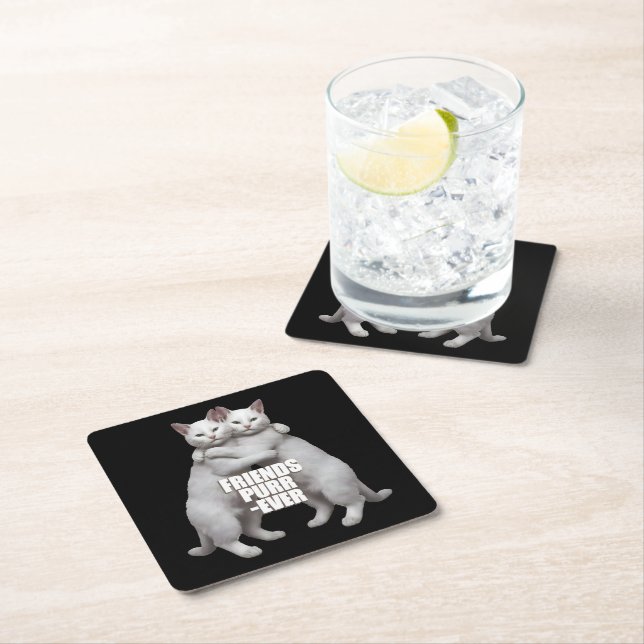 Friends Purr-Ever Square Paper Coaster (Insitu)