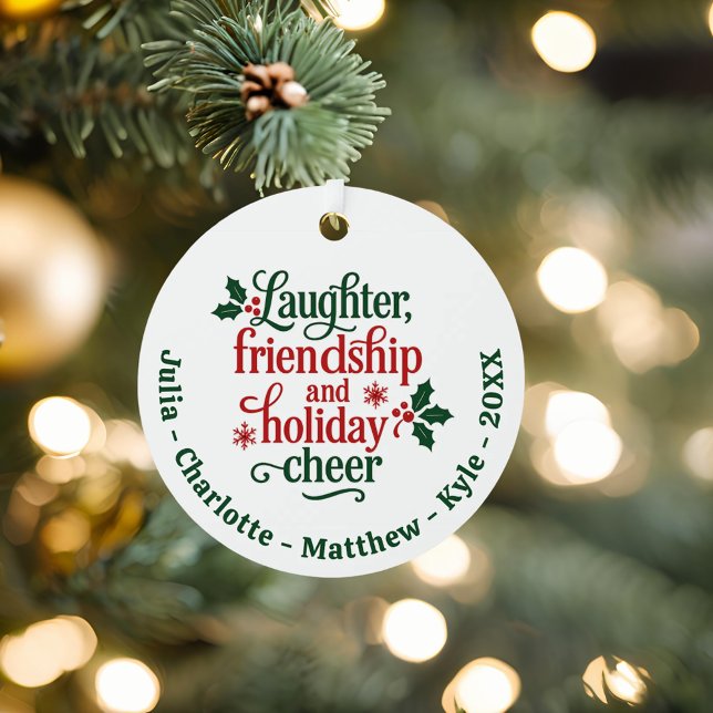 Friends red green typography Christmas Metal Tree Decoration (Creator Uploaded)