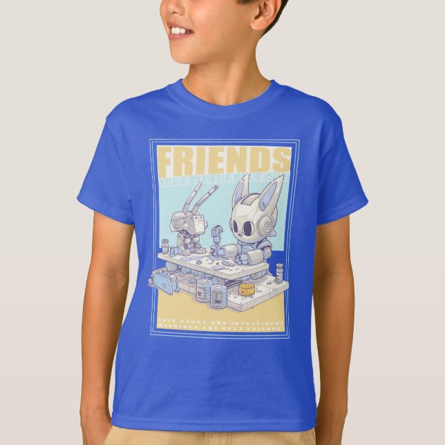 Friends robot rabbit and machine 071502 T-Shirt (Front)