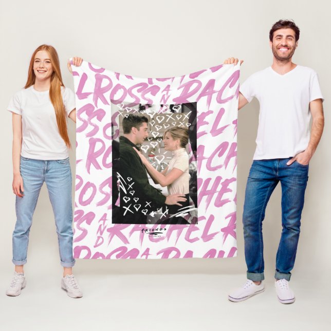 FRIENDS™ | Ross And Rachel Doodled Hearts Fleece Blanket (In Situ)