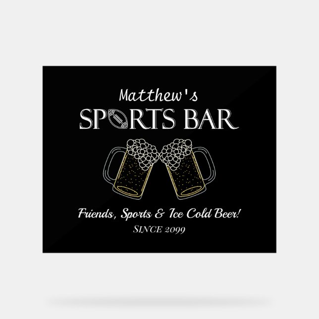 Friends, Sports & Beer - Sports Bar Acrylic Sign (Front)
